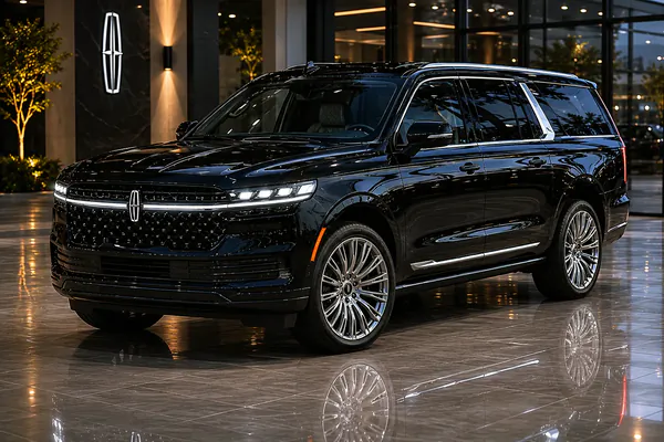 Black Lincoln Navigator in a showroom
